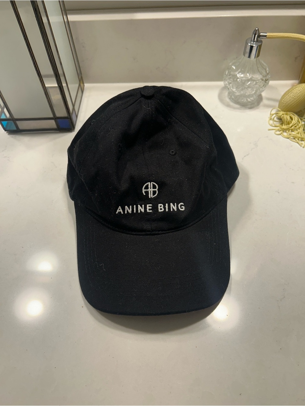 Anine Bing Jeremy Cap Black White Text Good used condition - Picture 2 of 5